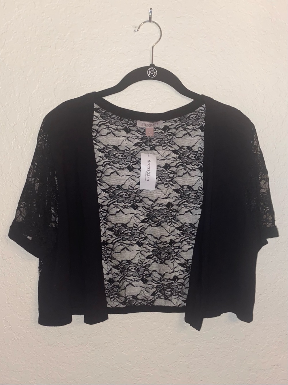 NWT XL Black Lace and Knit Shrug Roz & Ali from Dressbarn